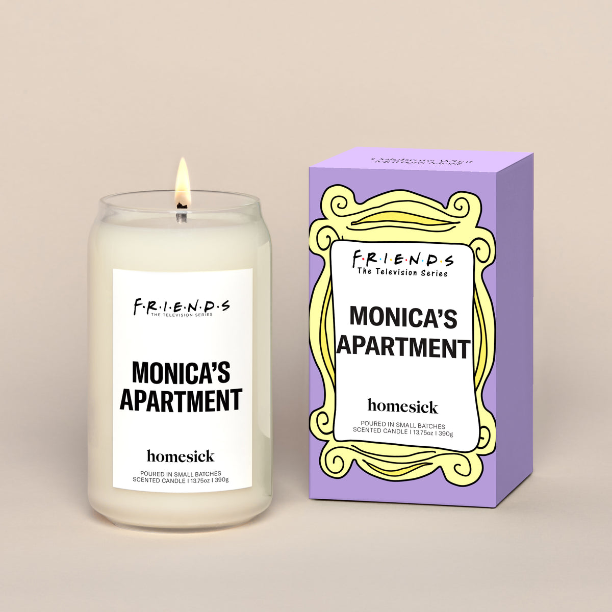 Candle and box on a cream background