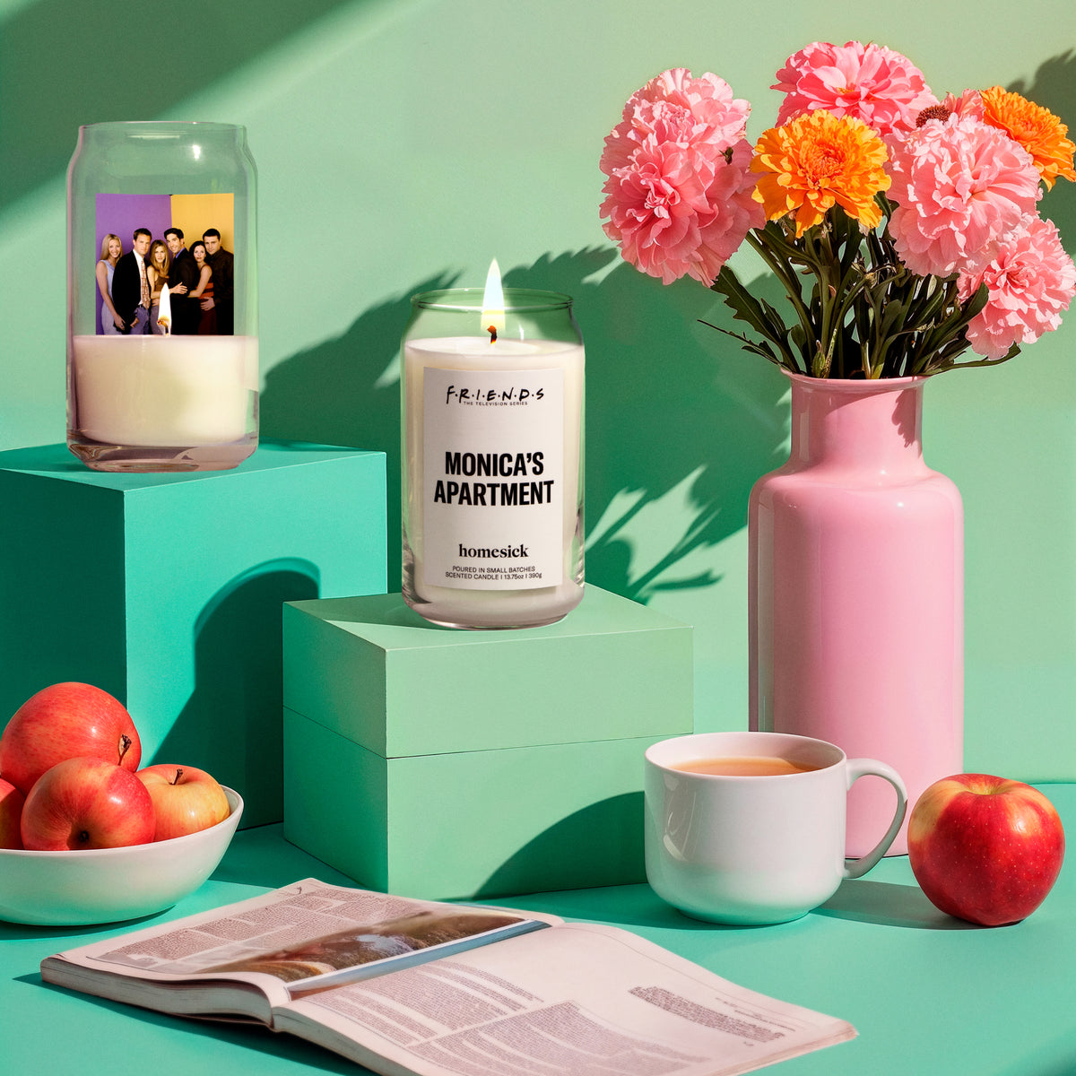 Candle in a stylized lifestyle scene