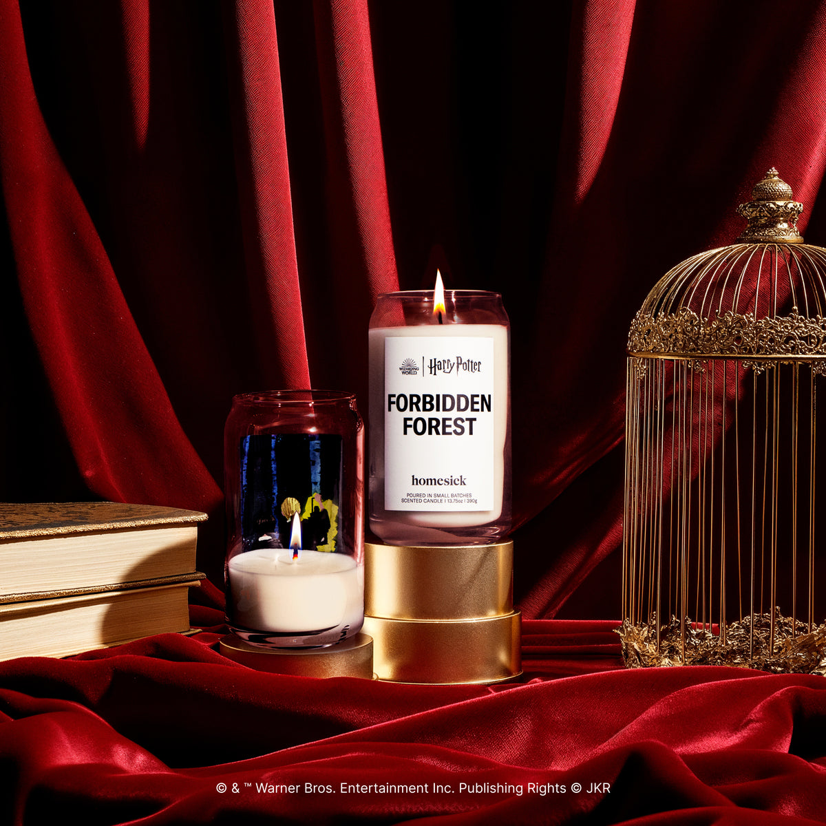 An image showcasing the candle at multiple stages of its life. Shot in a decorative environment with multiple props.