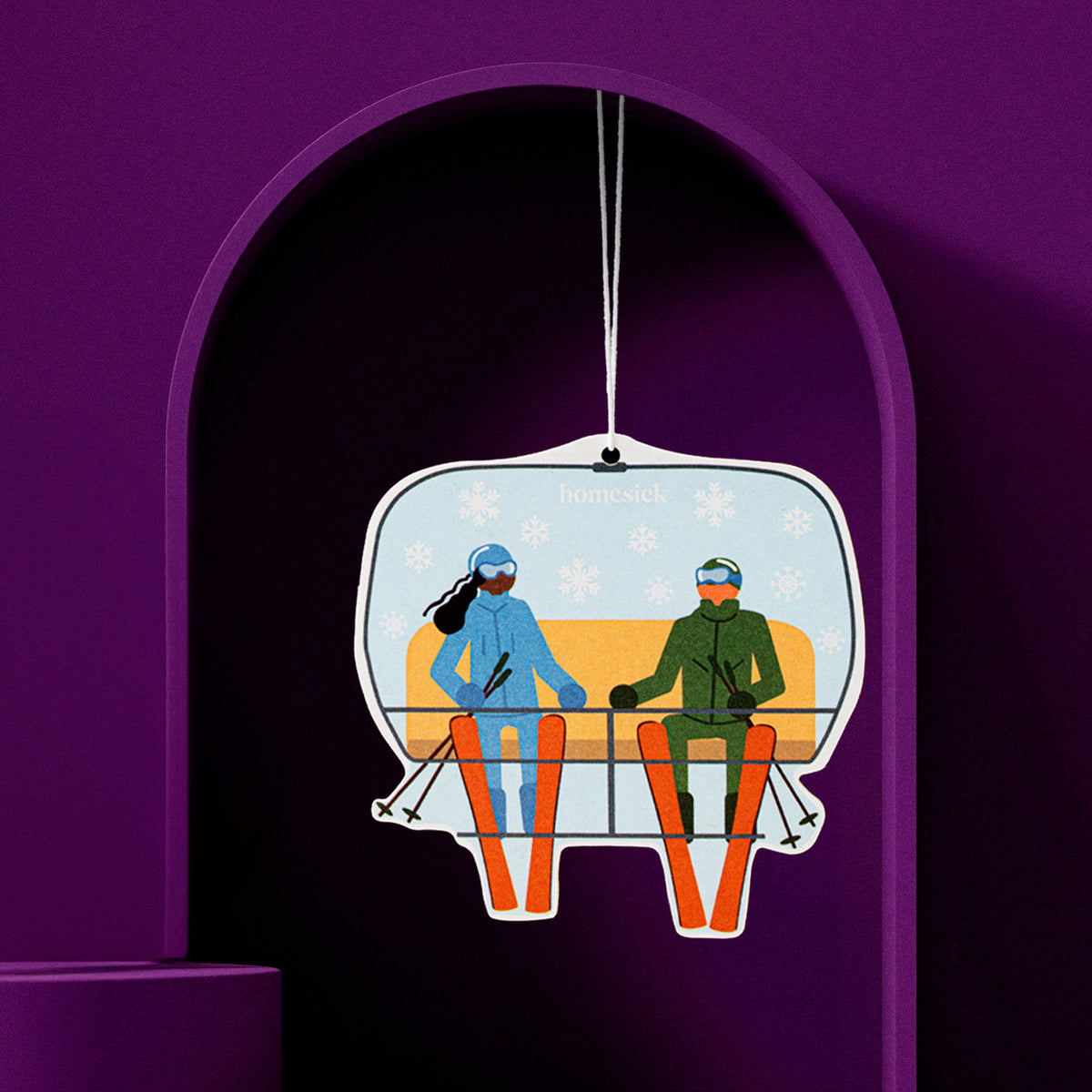 Car freshener on a purple stylized background